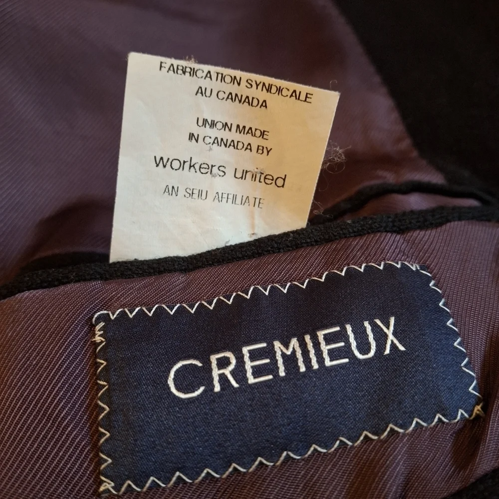 Cremieux Loro Piana Black Wool Vintage Union-Made Suit Jacket Men Size 52R